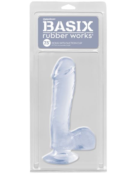 BASIX RUBBER WORKS 7.5IN DONG W/SUCTION CUP CLEAR