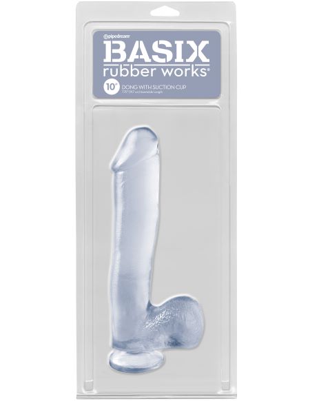 BASIX RUBBER WORKS 10IN DONG W/SUCTION CUP CLEAR