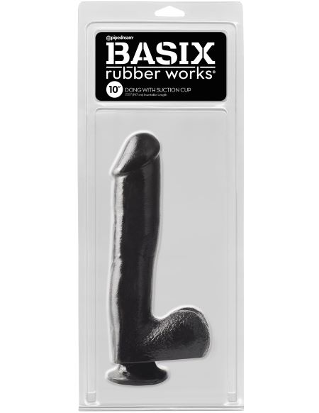 BASIX RUBBER WORKS 10IN DONG W/SUCTION CUP BLACK