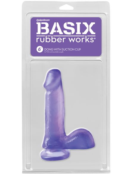 BASIX RUBBER WORKS 6IN DONG W/SUCTION CUP PURPLE
