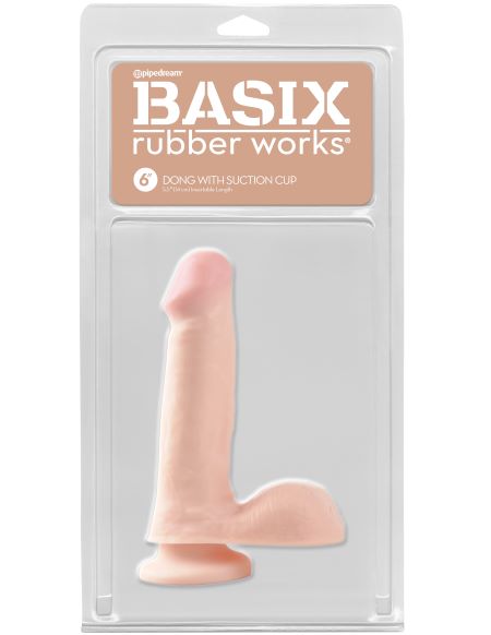 BASIX RUBBER WORKS 6IN DONG W/SUCTION CUP FLESH