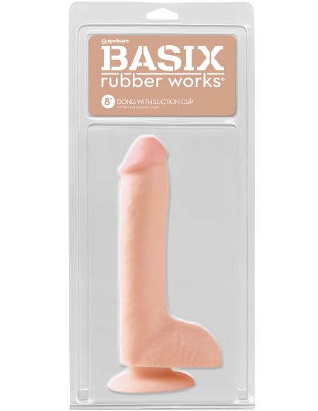 BASIX RUBBER WORKS 8IN DONG W/SUCTION CUP FLESH