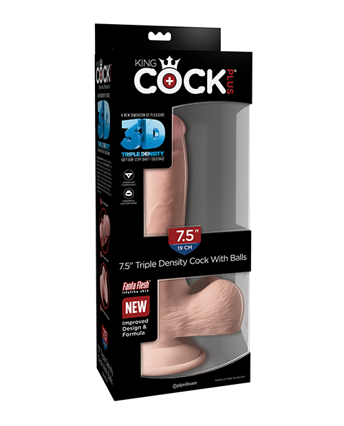 KING COCK PLUS 7.5 IN TRIPLE DENSITY W/ BALLS LIGHT - Click Image to Close