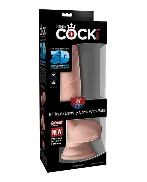KING COCK PLUS 8 IN TRIPLE DENSITY W/ BALLS LIGHT - Click Image to Close