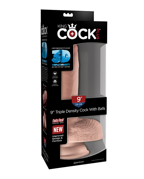 KING COCK PLUS 9 IN TRIPLE DENSITY COCK W/ BALLS LIGHT - Click Image to Close