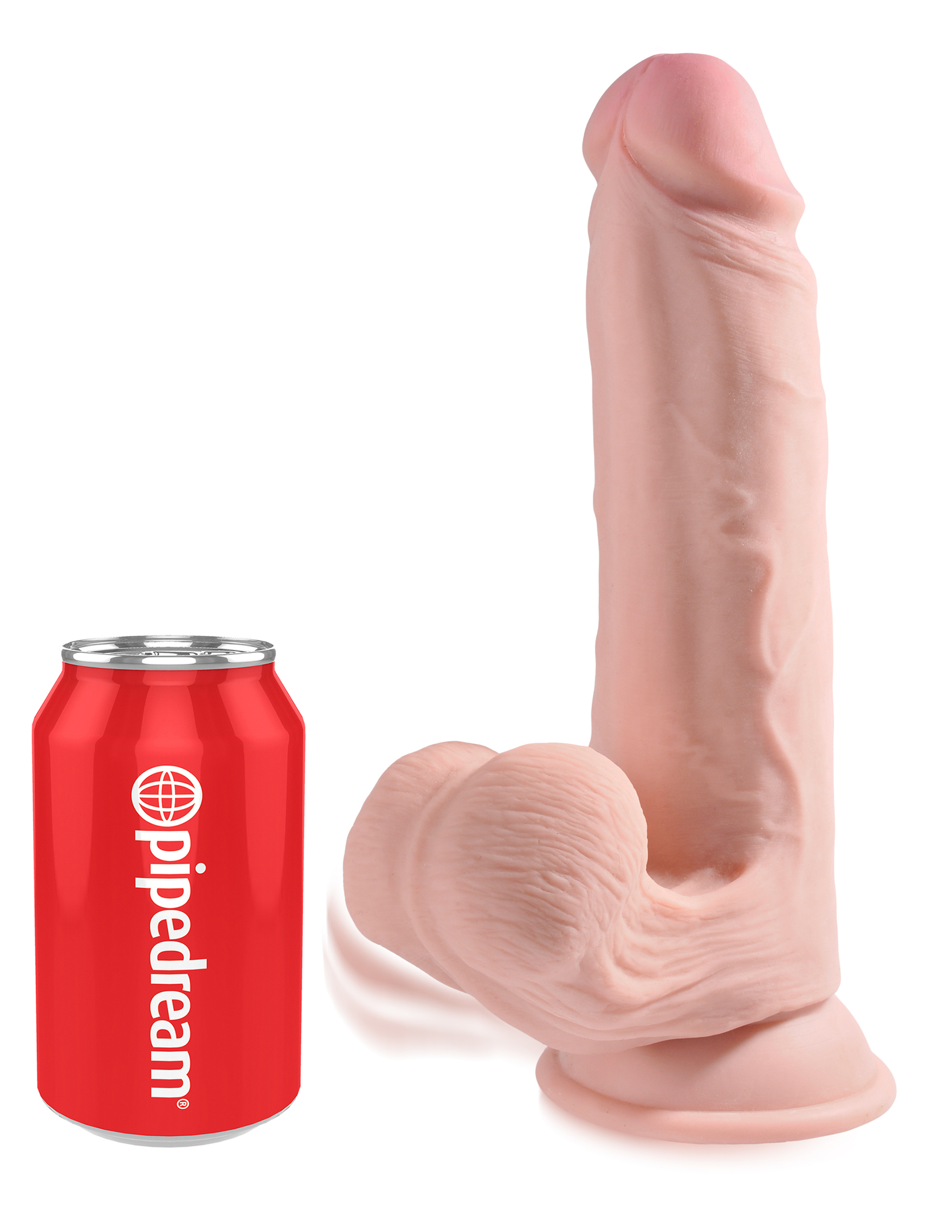 KING COCK PLUS 9 IN TRIPLE DENSITY COCK W/ SWINGING BALLS LIGHT - Click Image to Close