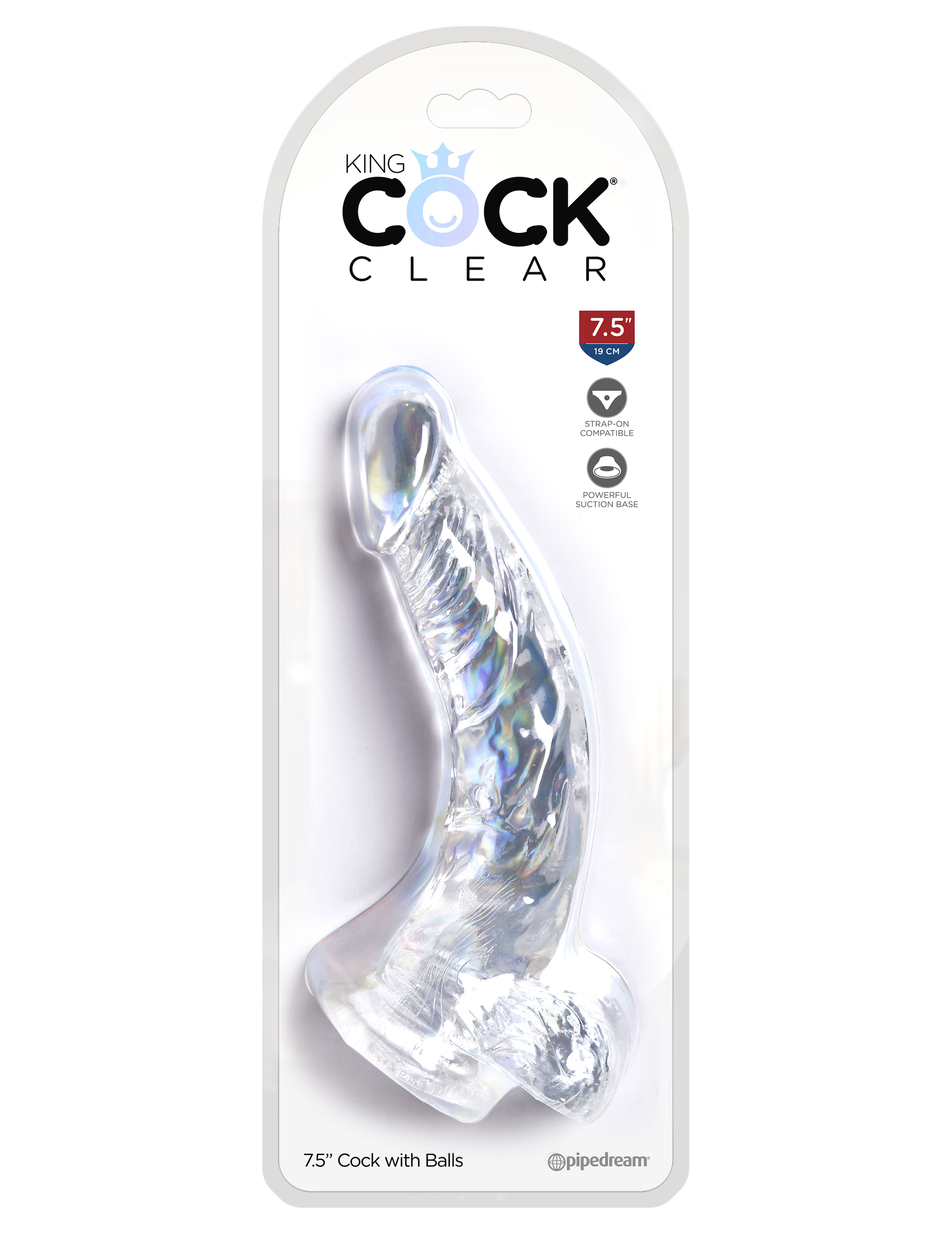KING COCK CLEAR 7.5 IN COCK W/ BALLS - Click Image to Close