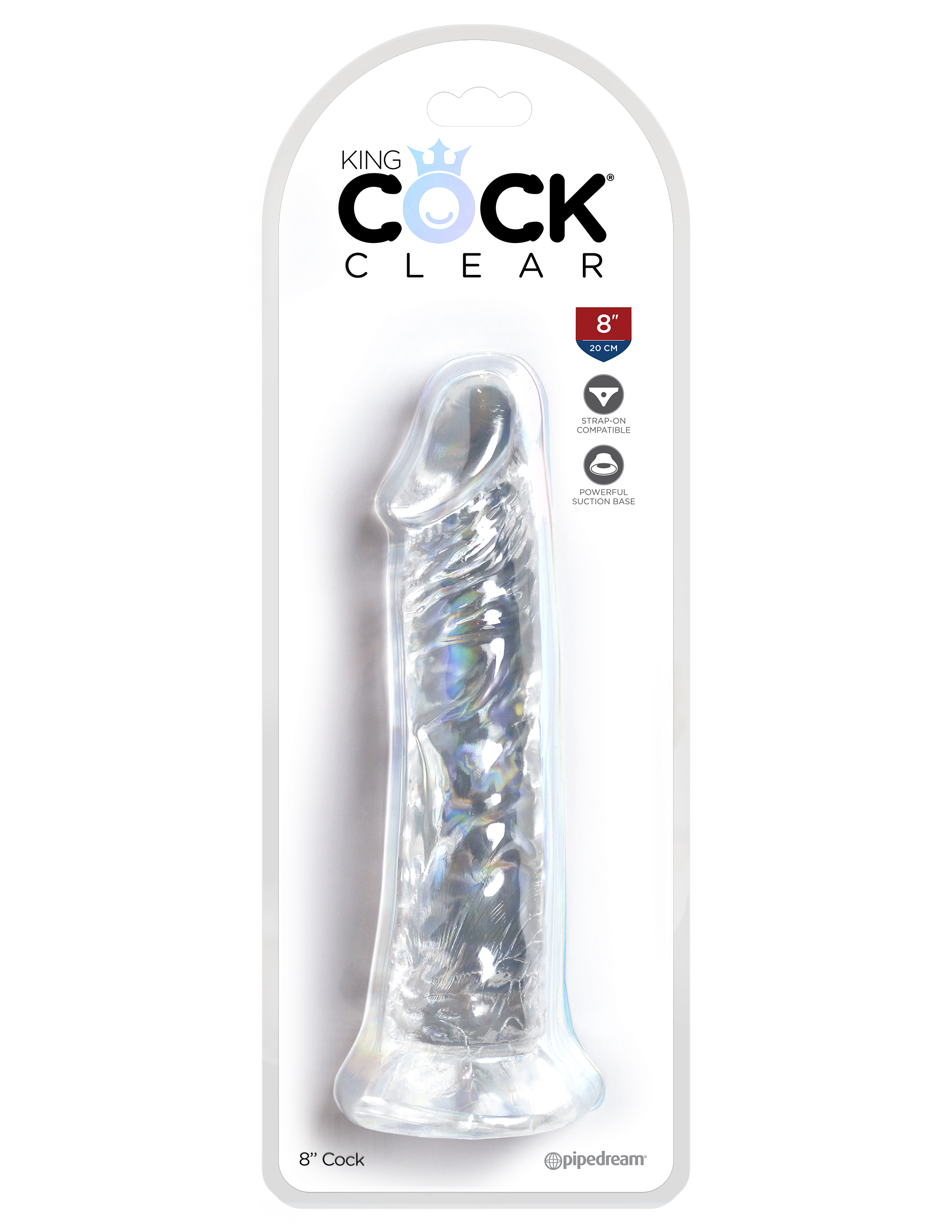 KING COCK CLEAR 8 IN COCK W/O BALLS