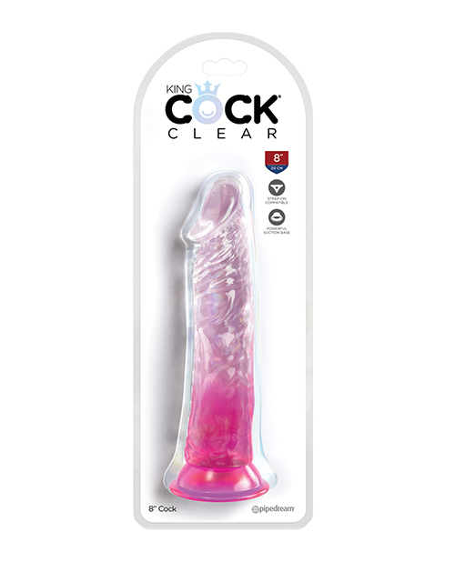 KING COCK CLEAR 8IN PINK - Click Image to Close