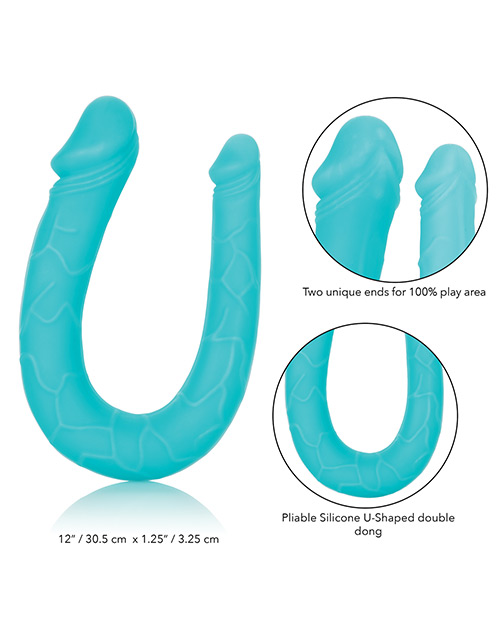 SILICONE DOUBLE DONG TEAL AC/DC