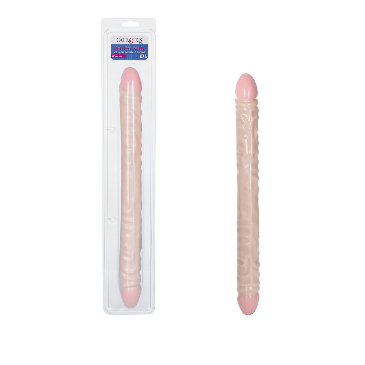 IVORY DUO 18IN VEINED DOUBLE DONG - Click Image to Close