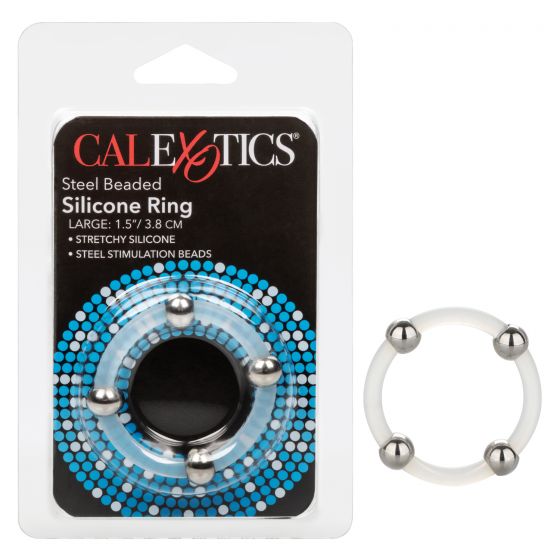 STEEL BEADED SILICONE RING LARGE - Click Image to Close