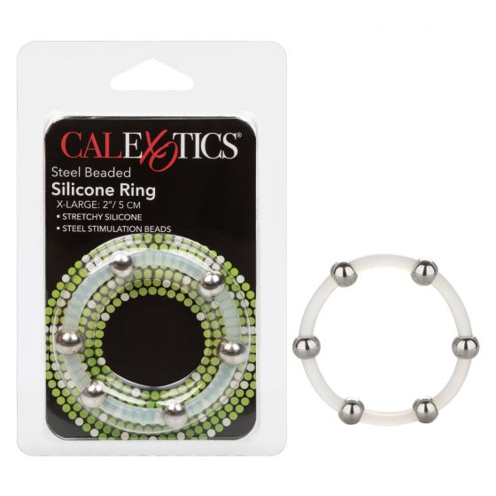 STEEL BEADED SILICONE RING XL - Click Image to Close