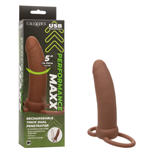 PERFORMANCE MAXX THICK DUAL PENETRATOR BROWN - Click Image to Close