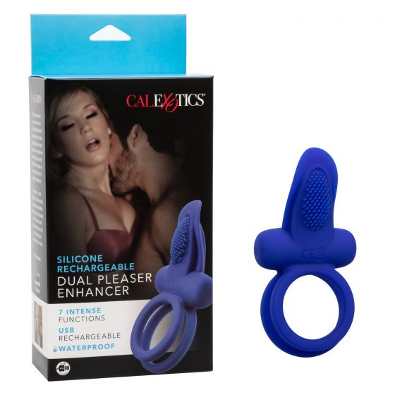 SILICONE RECHARGEABLE DUAL PLEASER ENHANCER - Click Image to Close