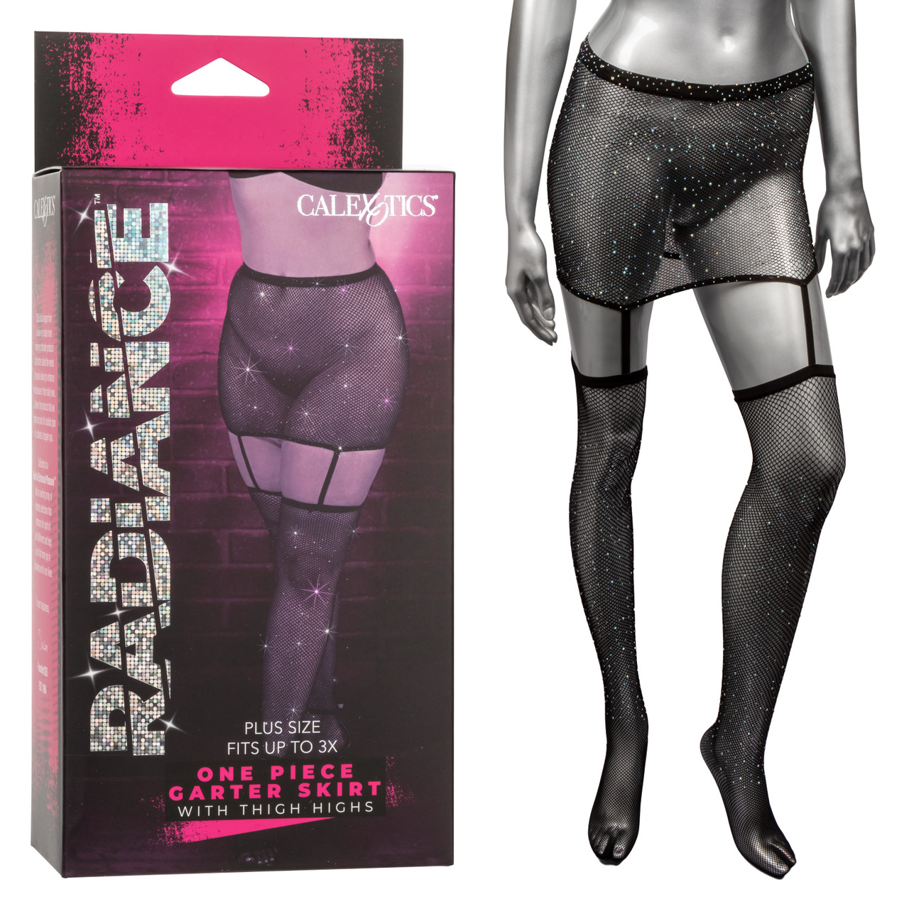 RADIANCE PLUS SIZE 1PC GARTER SKIRT W/ THIGH HIGHS - Click Image to Close