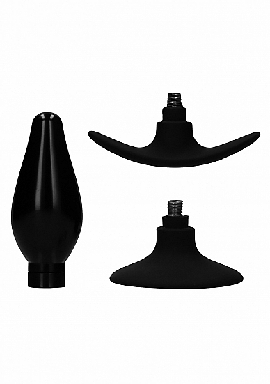 (WD) INTERCHANGEABLE BUTT PLUG ROUNDED MEDIUM BLACK - Click Image to Close