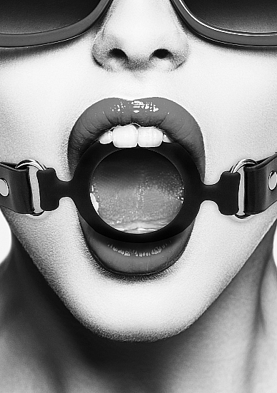 B&W SILICONE RING GAG W/ ADJUSTABLE STRAPS - Click Image to Close