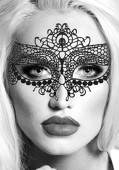 B&W LACE EYE MASK QUEEN - Click Image to Close