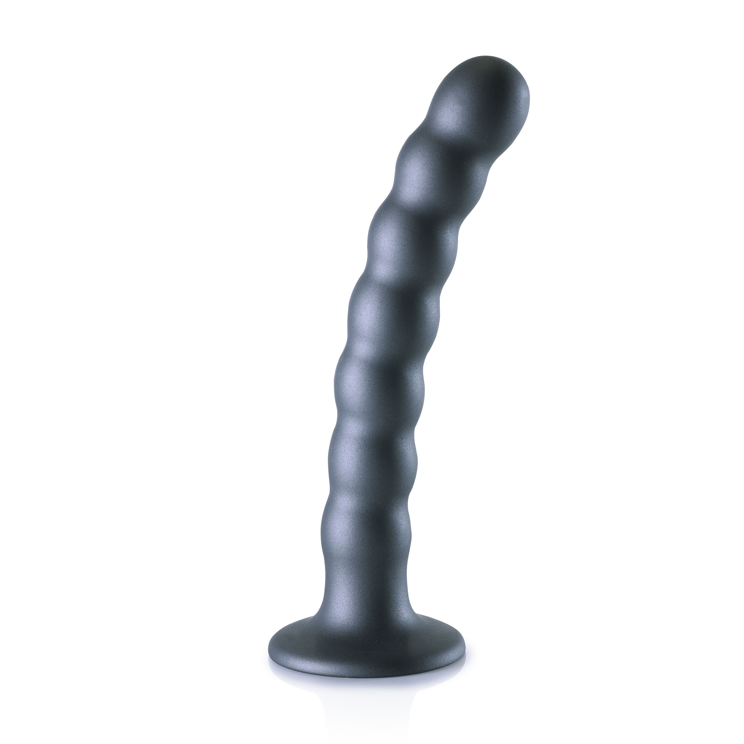 OUCH! BEADED SILICONE G-SPOT DILDO 6.5 IN GUNMETAL - Click Image to Close