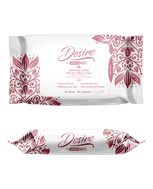 (D)SWISS NAVY DESIRE UNSCENTED FEMININE WIPES 25CT ONE PACK