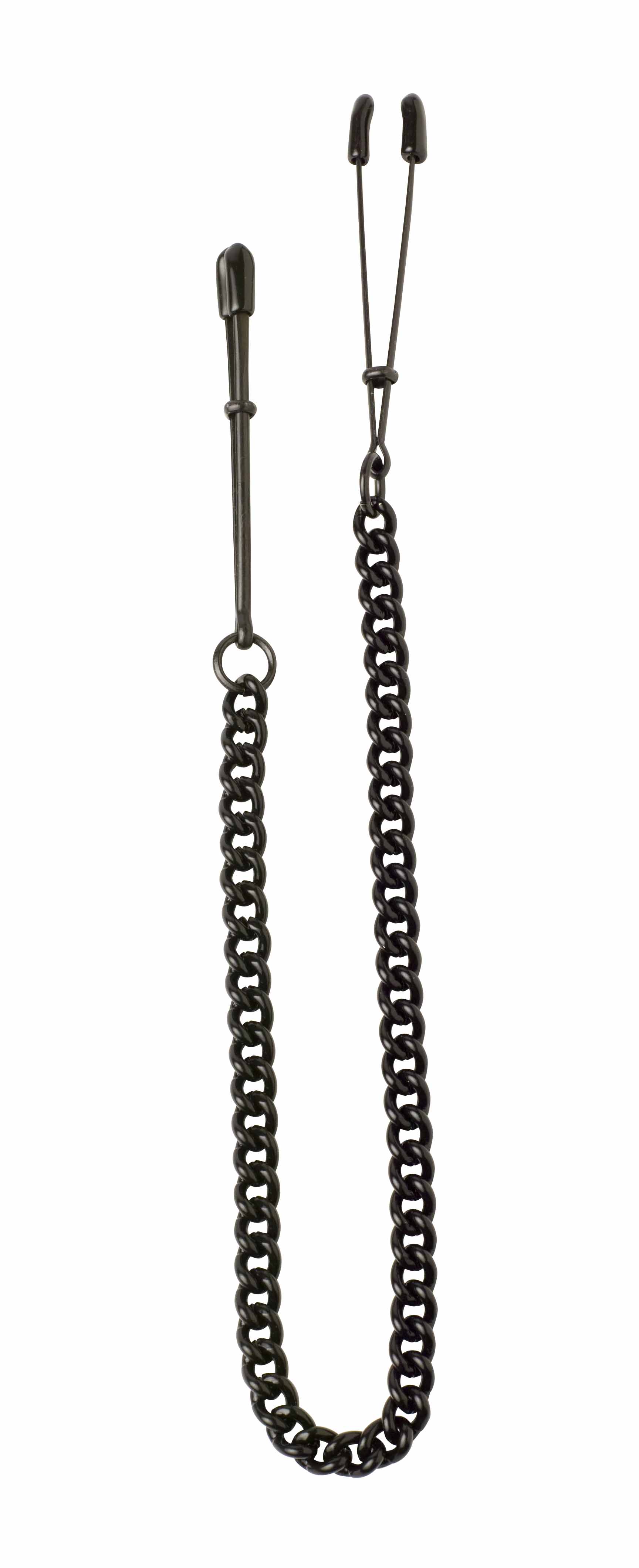 BLACK TWEEZER CLAMP W/LINK CHAIN - Click Image to Close