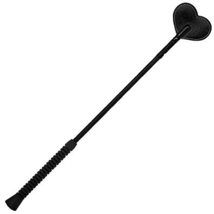 20IN FLEXI CROP- BLACK HEART SHAPE LEATHER TIP - Click Image to Close