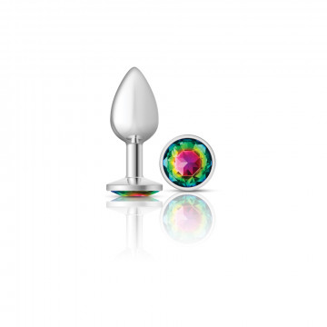 CHEEKY CHARMS ROUND RAINBOW SMALL SILVER PLUG - Click Image to Close