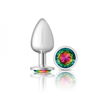 CHEEKY CHARMS ROUND RAINBOW LARGE SILVER PLUG - Click Image to Close