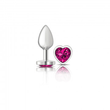 CHEEKY CHARMS HEART BRIGHT PINK SMALL SILVER PLUG - Click Image to Close