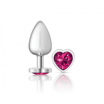 CHEEKY CHARMS HEART BRIGHT PINK LARGE SILVER PLUG - Click Image to Close