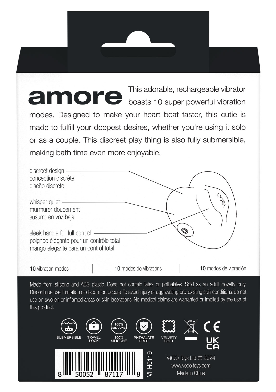 VEDO AMORE RECHARGEABLE VIBE BLACK - Click Image to Close