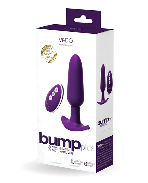 VEDO BUMP PLUS RECHARGEABLE REMOTE CONTROL ANAL VIBE DEEP PURPLE - Click Image to Close