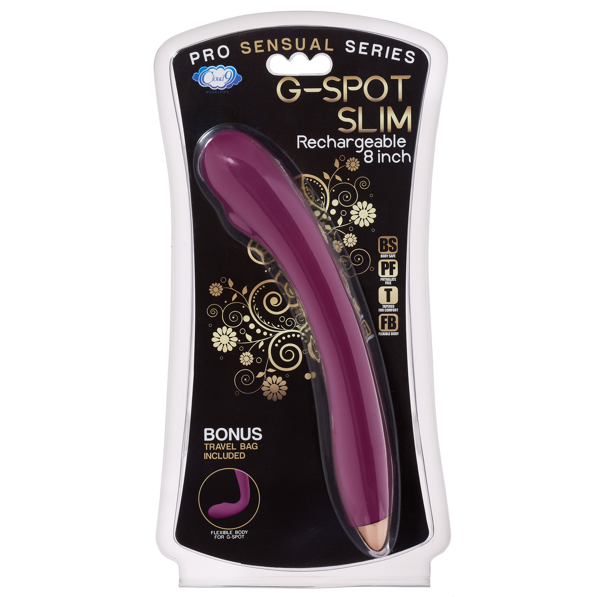 CLOUD 9 RECHARGEABLE G-SPOT SLIM 8IN SINGLE MOTOR PLUM - Click Image to Close