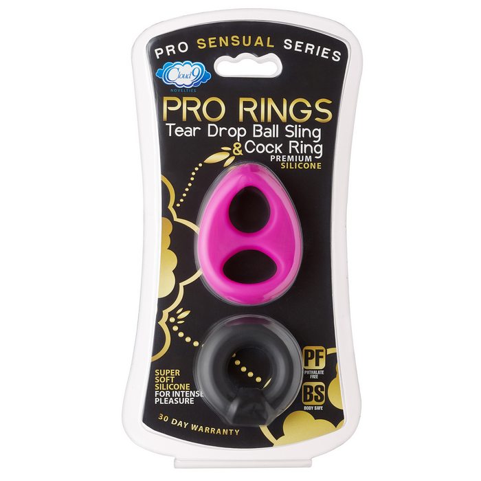 PRO SENSUAL SILICONE TEAR DROP RING & DONUT SLING 2 PACK - Click Image to Close