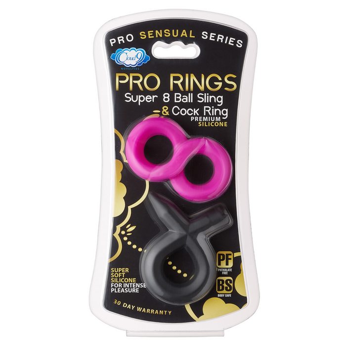 PRO SENSUAL SILICONE SUPER 8 RING & TIE SLING 2 PACK - Click Image to Close