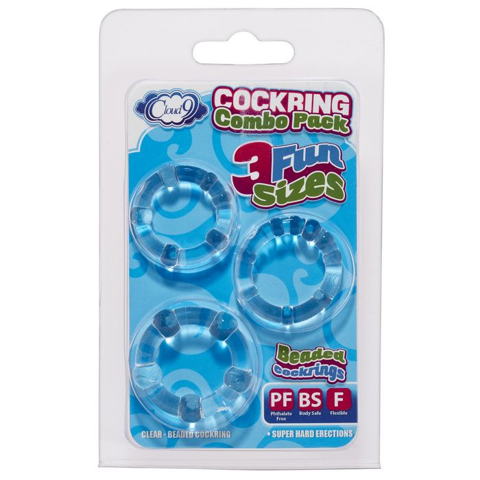 CLOUD 9 COCKRING COMBO BEADED CLEAR - Click Image to Close
