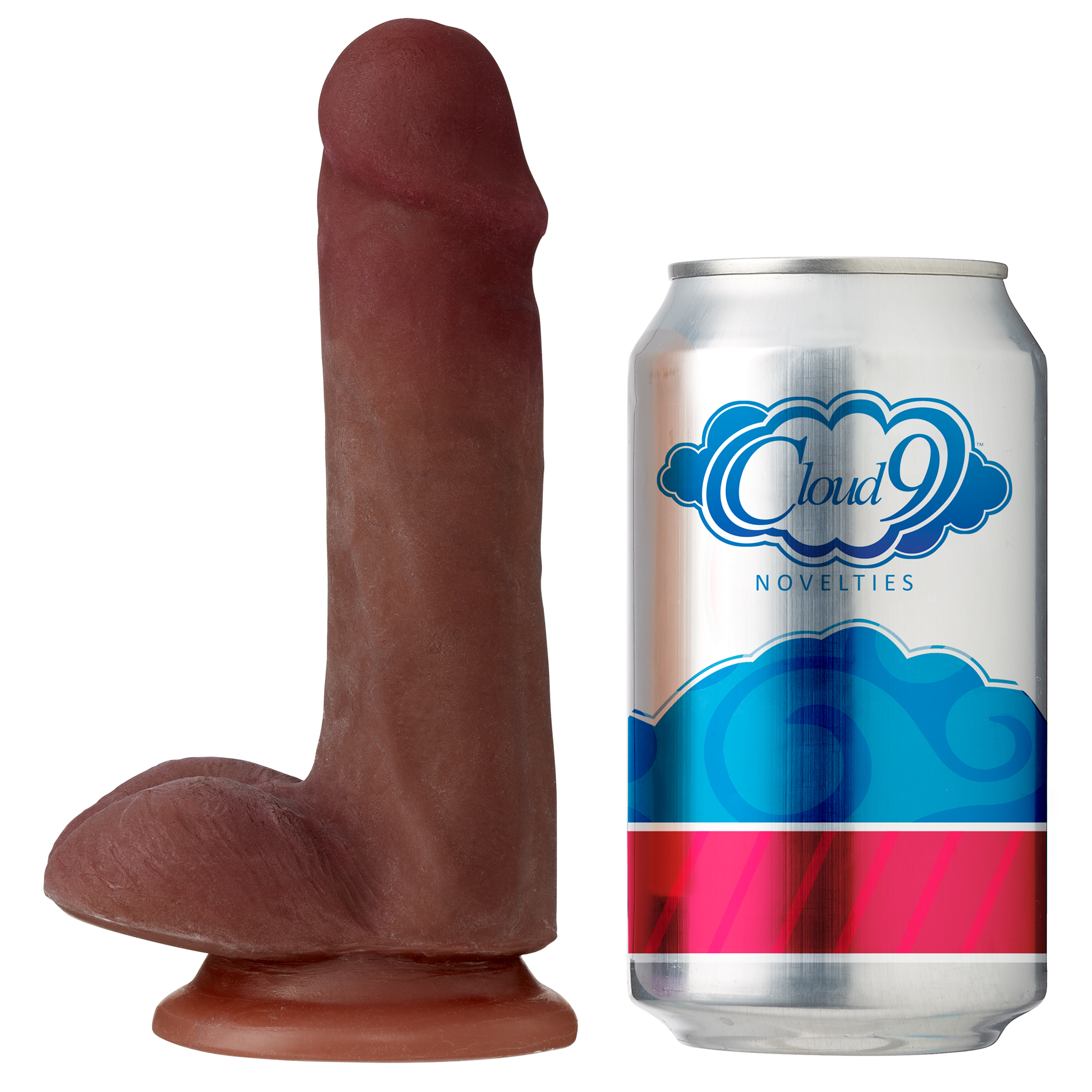 CLOUD 9 DUAL DENSITY DILDO TOUCH 6IN W/ BALLS BROWN - Click Image to Close