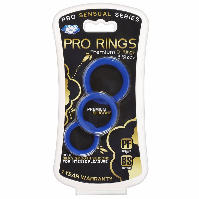 CLOUD 9 PRO SENSUAL SILICONE COCK RING 3 PACK BLUE - Click Image to Close
