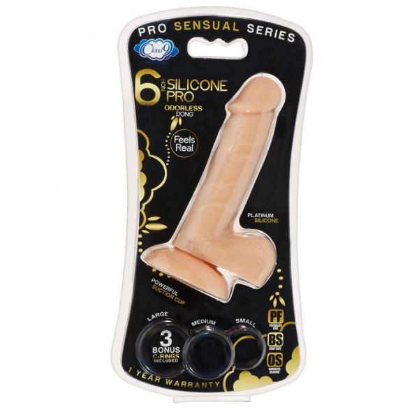 PRO SENSUAL PREMIUM SILICONE DONG W/ 3 C RINGS LIGHT 6 " - Click Image to Close