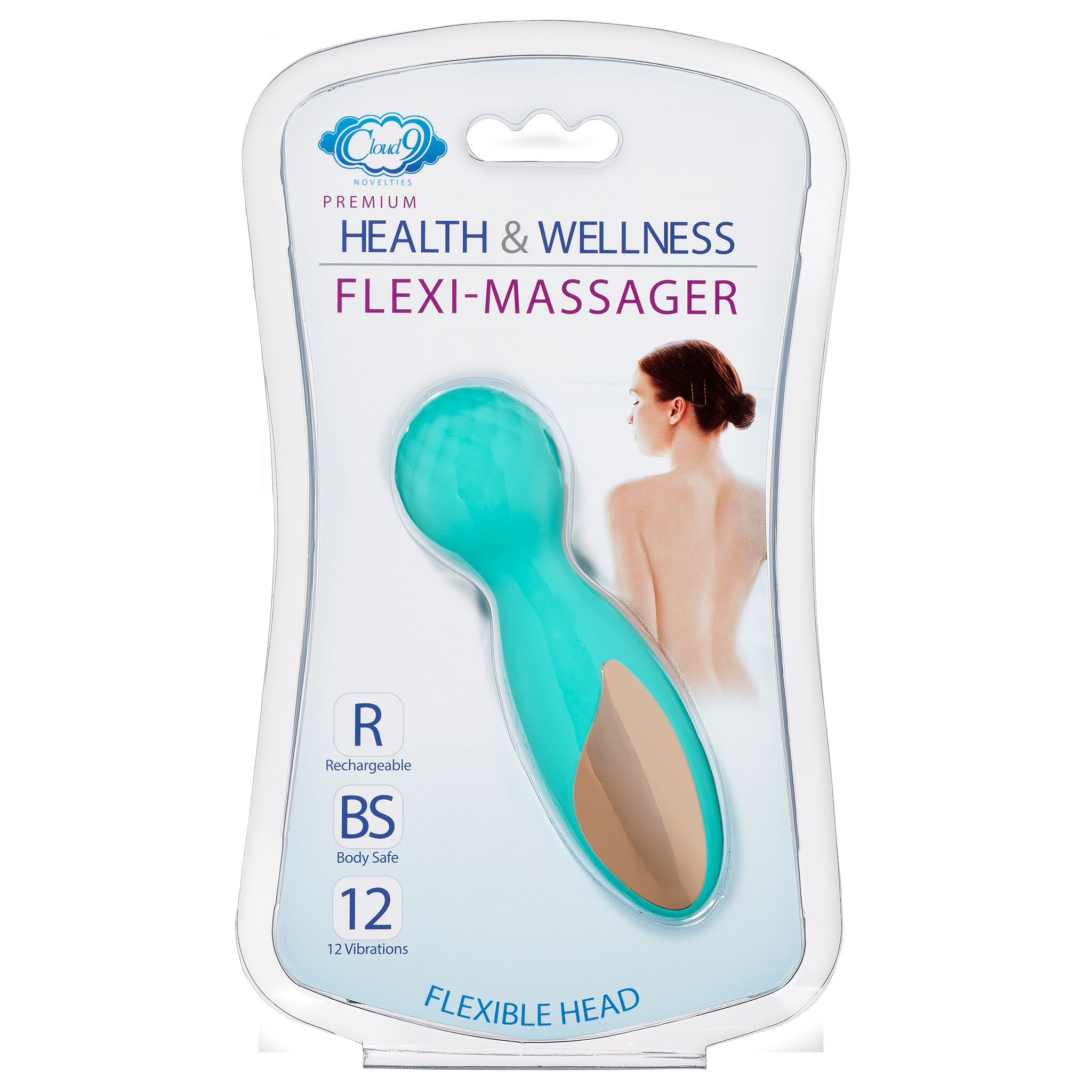 CLOUD 9 HEALTH & WELLNESS FLEXI-MASSAGER RECHARGEABLE WAND TEAL - Click Image to Close