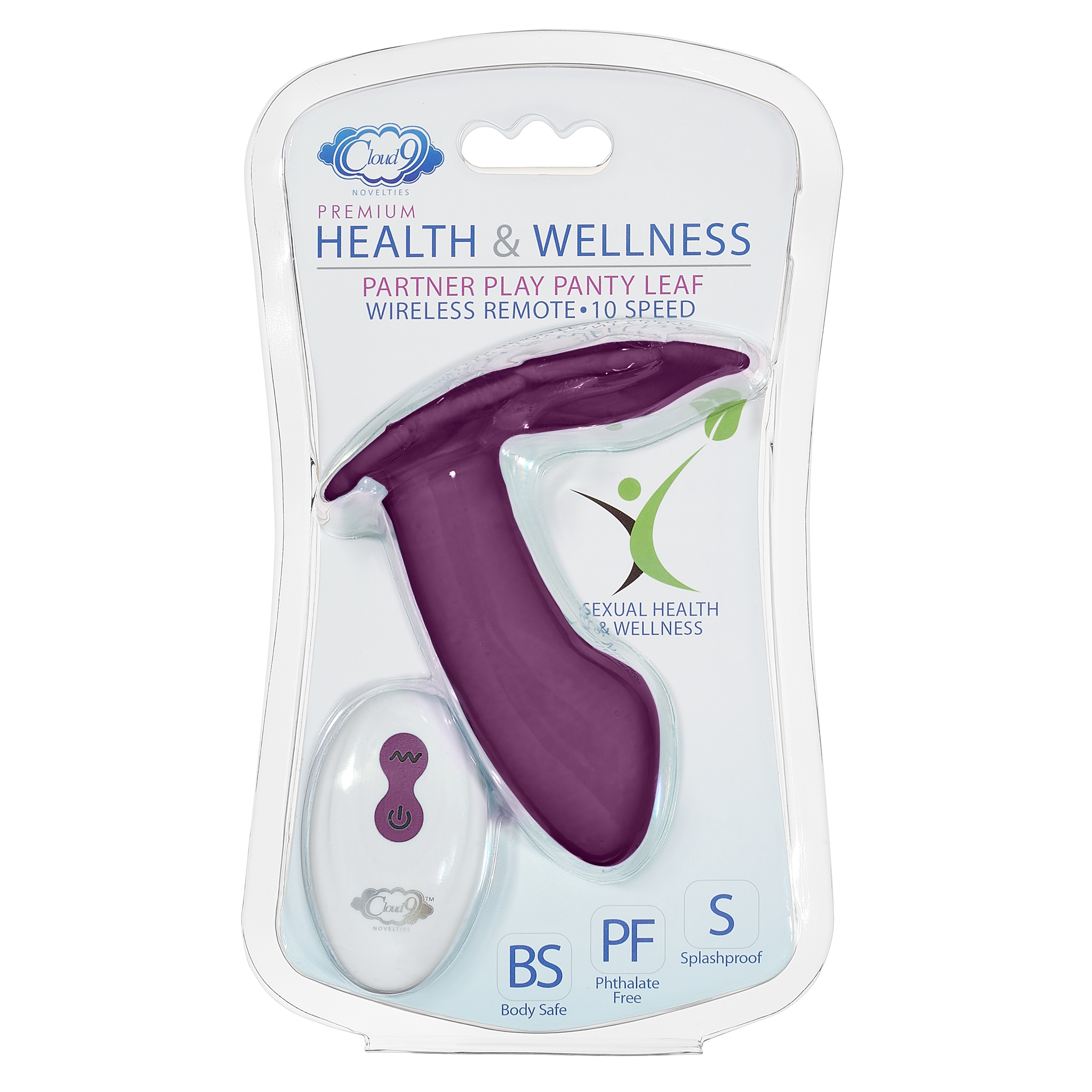 CLOUD 9 HEALTH & WELLNESS WIRELESS REMOTE CONTROL PANTY LEAF" VIBE - PLUM" - Click Image to Close