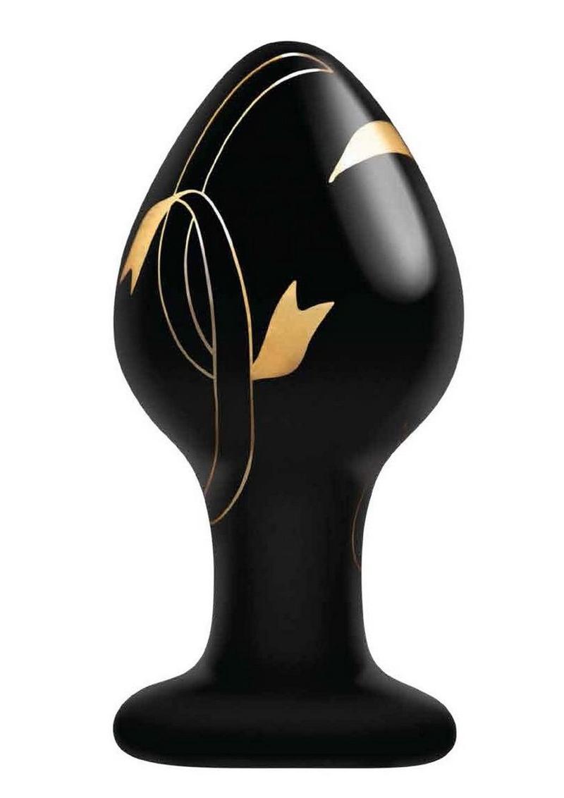 (WD) SECRET KISSES 3.5IN GLASS BLACK & GOLD - Click Image to Close