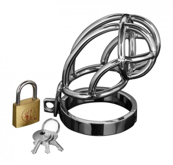 MASTER SERIES CAPTUS STAINLESS STEEL CHASTITY CAGE - Click Image to Close