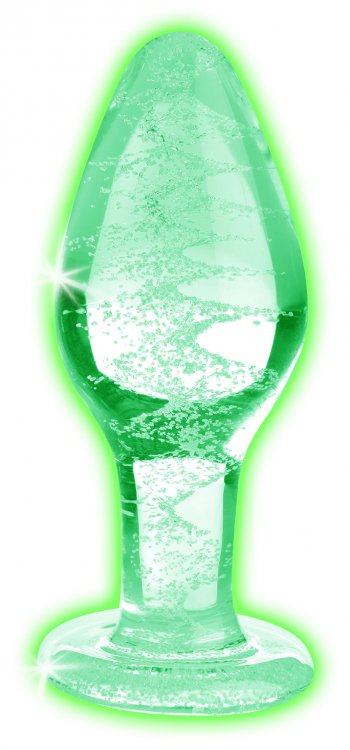 BOOTY SPARKS GLOW-IN-THE-DARK GLASS ANAL PLUG LARGE - Click Image to Close