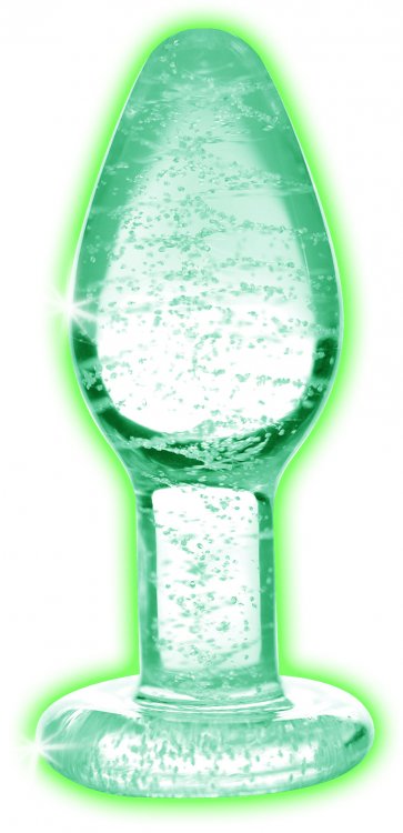 BOOTY SPARKS GLOW-IN-THE-DARK GLASS ANAL PLUG SMALL - Click Image to Close