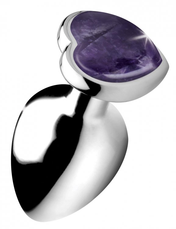 (D) BOOTY SPARKS GEMSTONES LA HEART ANAL PLUG AMETHYST - Click Image to Close