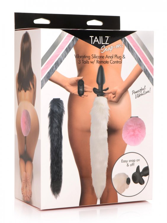 TAILZ SNAP ON VIBRATING ANAL & PLUG & 3 TAILS W/ REMOTE - Click Image to Close