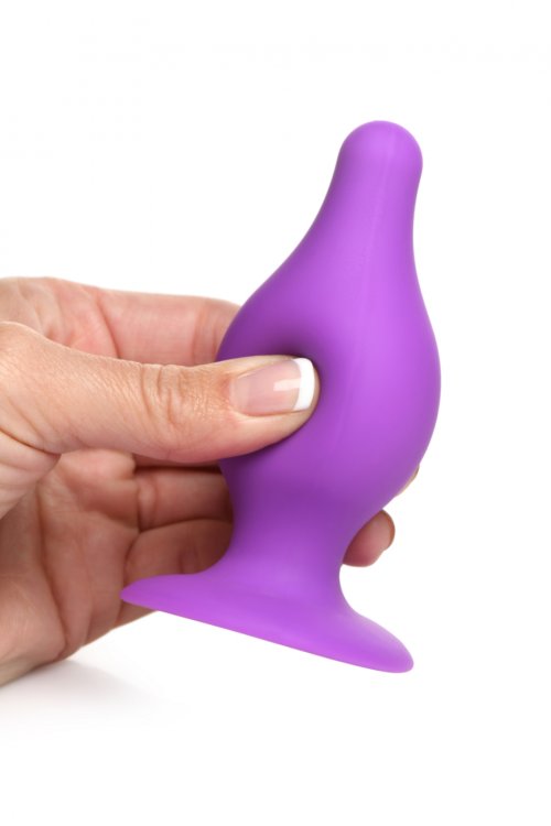 SQUEEZE-IT TAPERED ANAL PLUG PURPLE MEDIUM - Click Image to Close