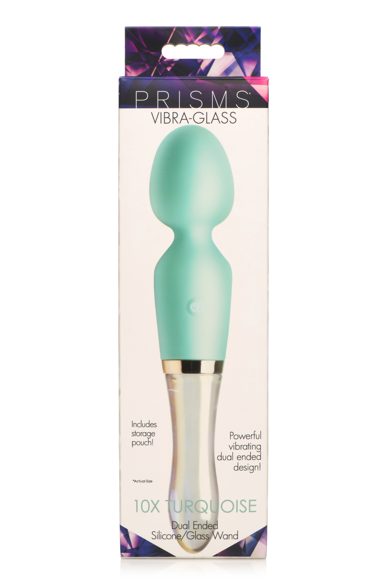 PRISMS VIBRA-GLASS 10X TURQUOISE GLASS WAND DUAL END - Click Image to Close